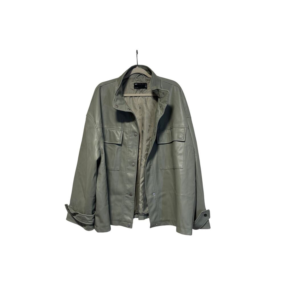 ASOS Design Curve Green Faux Leather Jacket US 18 - Picture 2 of 9